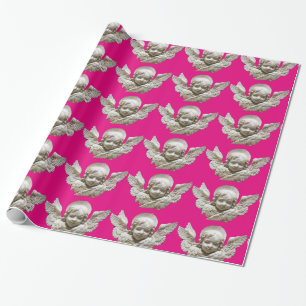 FLORENTINE RENAISSANCE ANGEL Pink Fuchsia Geschenkpapier