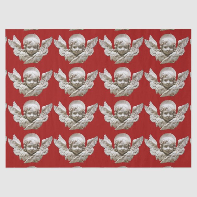 FLORENTINE RENAISSANCE ANGEL Red Christmas Seidenpapier (Vorderseite)