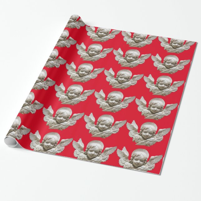 FLORENTINE RENAISSANCE ANGEL Red Geschenkpapier (Ungerollt)
