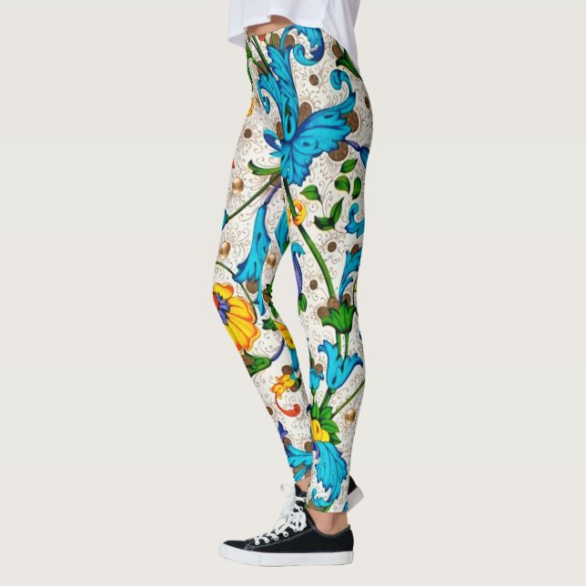 FLORENTINE RENAISSANCE BLAUE WIRBEL, BLUME LEGGINGS (Links)