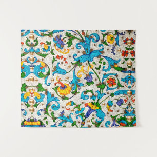 FLORENTINE RENAISSANCE BLAUE WIRBEL, BLUME WANDTEPPICH