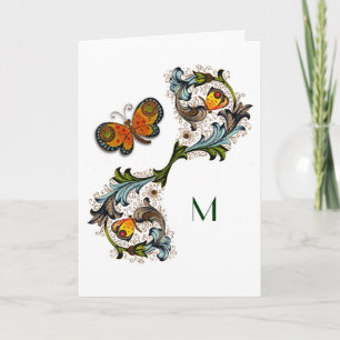 Florentine Renaissance Floral Monogram Note Card