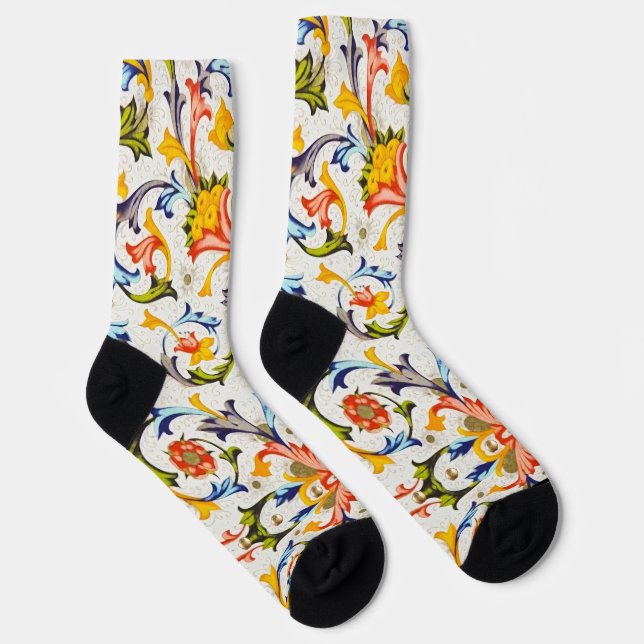 FLORENTINE RENAISSANCE FLORAL SWIRLS,FLOWERS  SOCKEN (Rechts)
