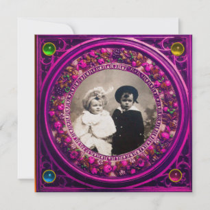 FLORENTINE RENAISSANCE OBST SCHWARZE PINK DAMASK EINLADUNG