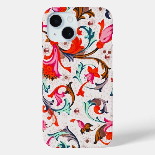 FLORENTINE RENAISSANCE RED FLORAL WIRBEL, BLUME Case-Mate iPhone HÜLLE (Rückseite)