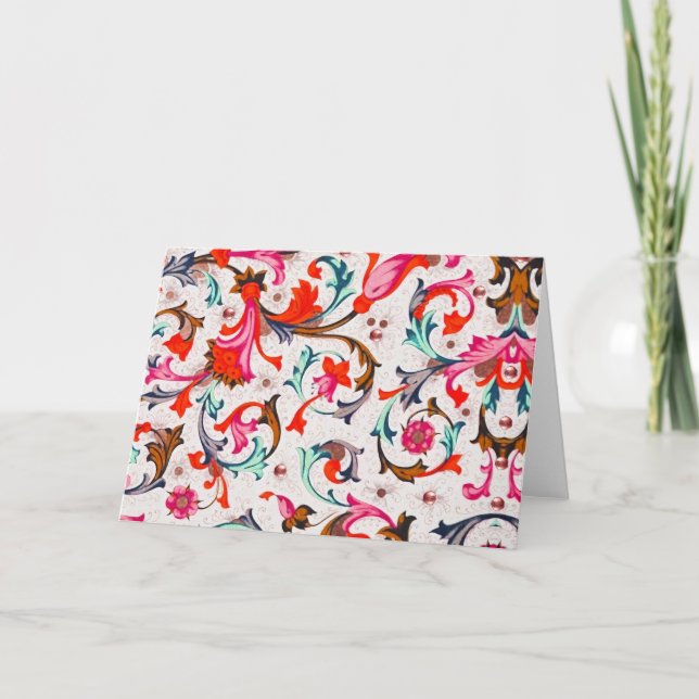 FLORENTINE RENAISSANCE RED FLORAL WIRBEL, BLUME DANKESKARTE (Vorderseite)