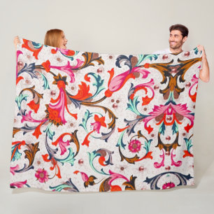 FLORENTINE RENAISSANCE RED FLORAL WIRBEL, BLUME FLEECEDECKE