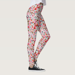 FLORENTINE RENAISSANCE RED FLORAL WIRBEL, BLUME LEGGINGS