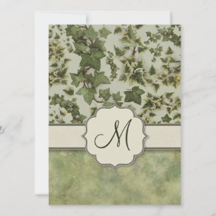 Florentine Watercolor Ivy mit Monogram Einladung