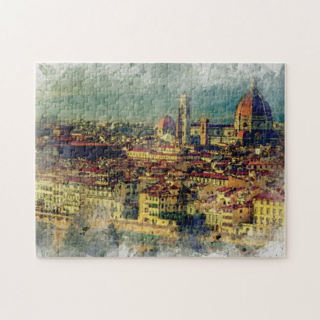 Florentiner Kuppel italicum mediterranes Aquarell Puzzle (Horizontal)