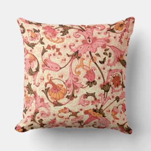 FLORENTINER RENAISSANCE-PINK BLUMEN-SWIRL, BLUMEN KISSEN