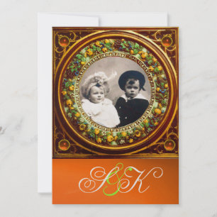 FLORENTINISCHE RENAISSANCE FRÜCHTE DAMAST MONOGRAM EINLADUNG