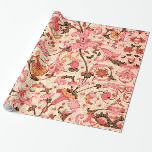 FLORENTINISCHE RENAISSANCE ROSA BLUMENRANKEN,BLUME GESCHENKPAPIER