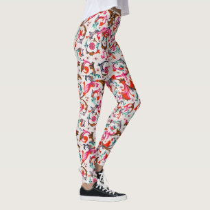 FLORENTINISCHE RENAISSANCE ROTE BLUMEN SWIRL,BLUME LEGGINGS