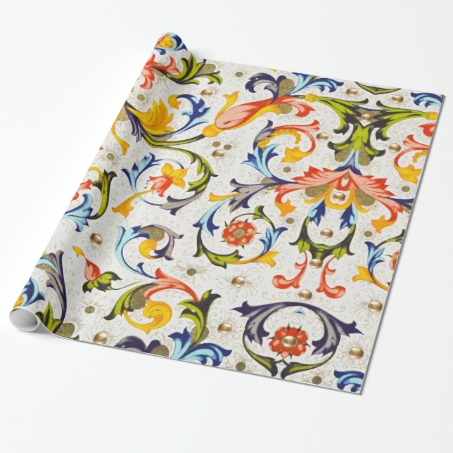 FLORENTINISCHE RENAISSANCE WIRBEL, BLUME GESCHENKPAPIER (Ungerollt)