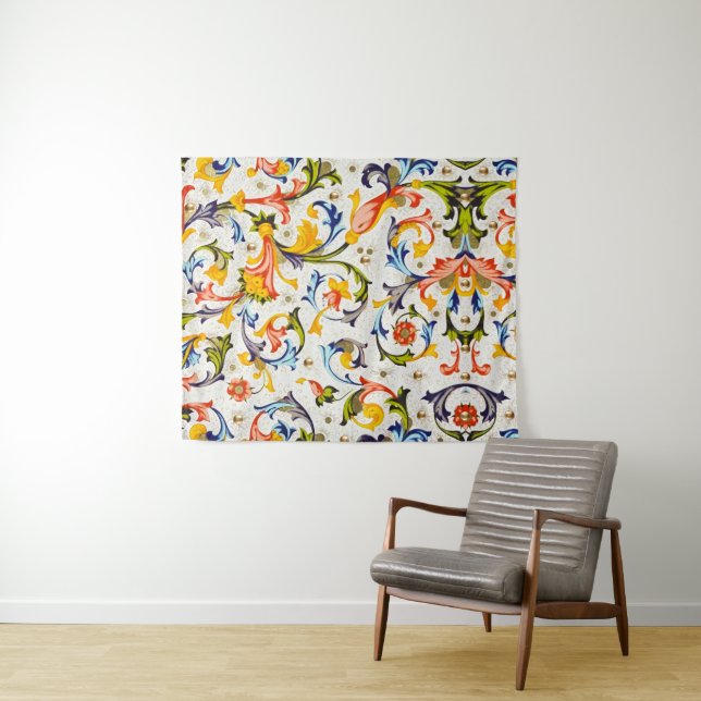 FLORENTINISCHE RENAISSANCE WIRBEL, BLUME WANDTEPPICH (Beispiel (Horizontal))