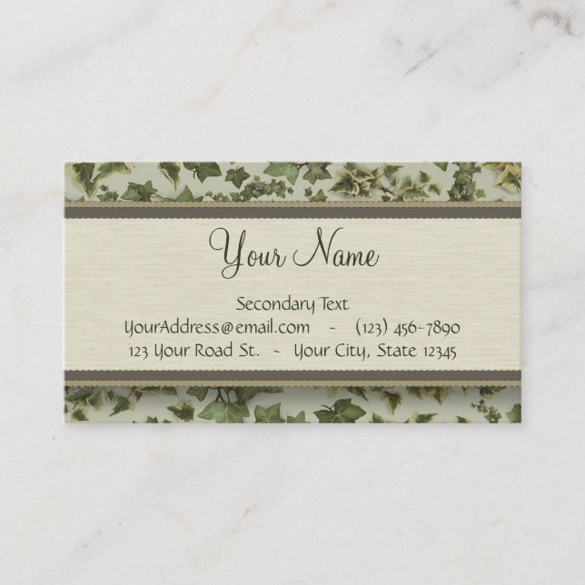 Florentinischer Aquarell-Efeu mit Monogramm Visitenkarte (Vorderseite)