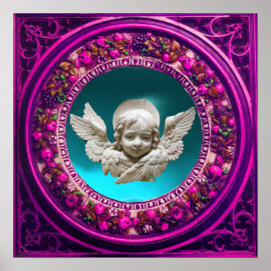 FLORENTINISCHER RENAISSANCE-ENGEL MIT BLUMENKRONE POSTER