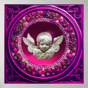 FLORENTINISCHER RENAISSANCE-ENGEL ROSA BLUMENKRONE POSTER