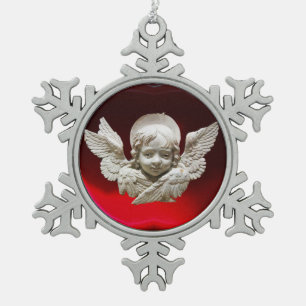 FLORENTINISCHER RENAISSANCE-ENGEL, Roter Rubin Schneeflocken Zinn-Ornament