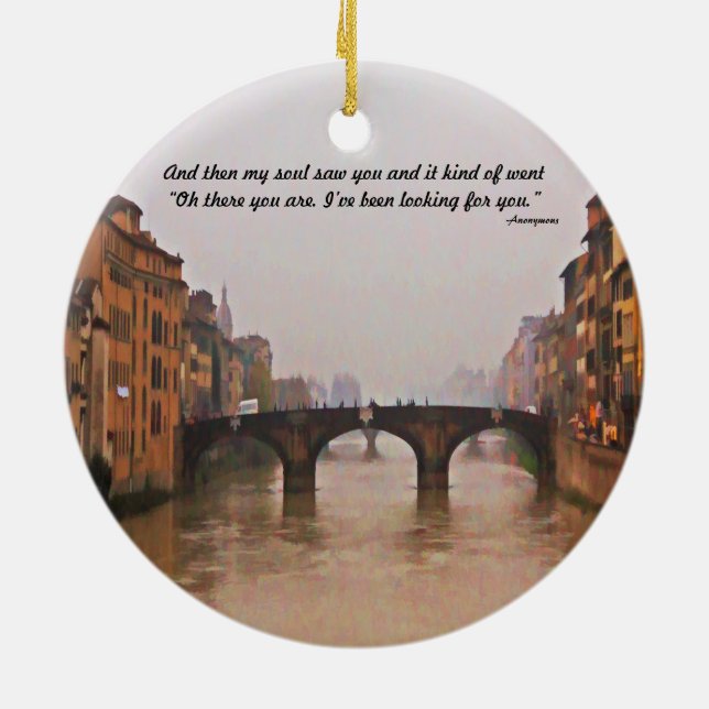 Florenz-Brücke mit Liebe-Zitat Keramikornament (Hinten)