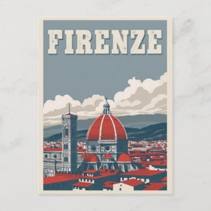 Florenz - Ein Blick auf die Duomo Vintage Reise Postkarte
