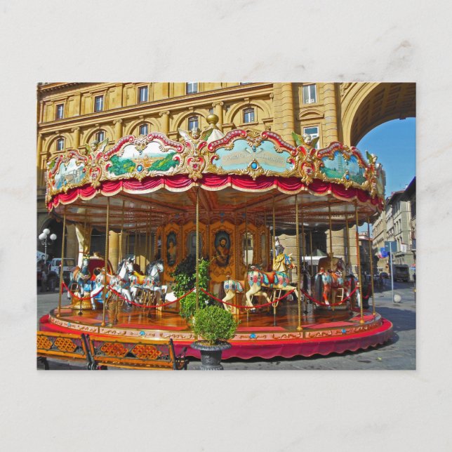 Florenz Italien Antique Carousel Postkarte (Vorderseite)