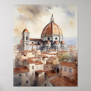 Florenz Italien Aquarellkunst Print Poster