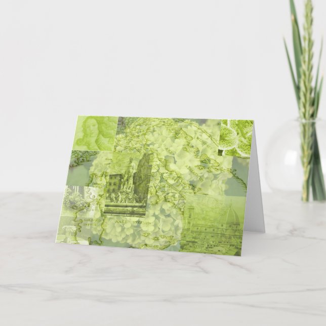 Florenz, Italien, Bild-Collage, Grün, Ca grüßend Karte (Vorderseite)