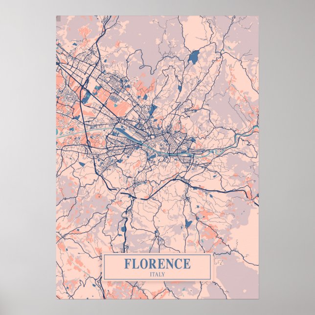 Florenz - Italien - Breezy City Map Poster (Vorne)