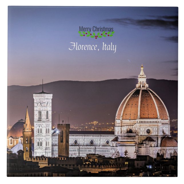 Florenz, Italien, frohe Weihnachten Fliese (Vorderseite)