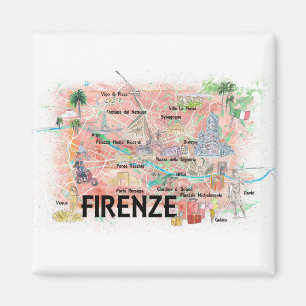 Florenz Italien Illustriert Karte mit Sehenswürdig Magnet