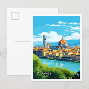 Florenz Italien Kunst vintage Reiseillustration Postkarte