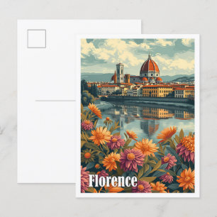 Florenz Italien Künstlerische Reiseillustration Postkarte
