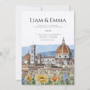 Florenz Italien Landschaft Aquarell Hochzeit Einladung