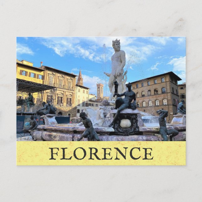 Florenz Italien Neptun Brunnen Italienische Reise Postkarte (Vorderseite)