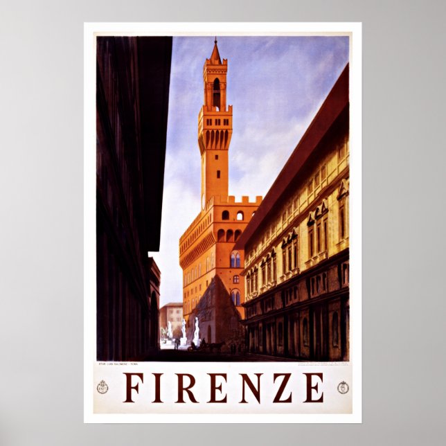 Florenz Italien Palazzo Vecchio Vintage Poster (Vorne)