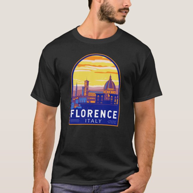 Florenz Italien Reisen Kunst Vintag T-Shirt (Vorderseite)