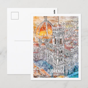 Florenz Italien Reisen Place Watercolor Postkarte