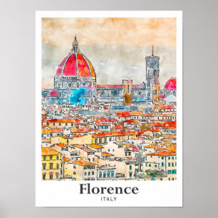 Florenz Italien Reisen Wasserfarben Sketch Hand ge Poster
