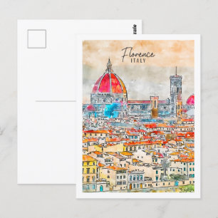 Florenz Italien Reiseort Wasserfarbe Postkarte