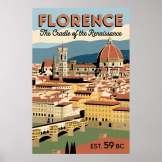Florenz Italien Retro-Stadtansicht Reise Poster