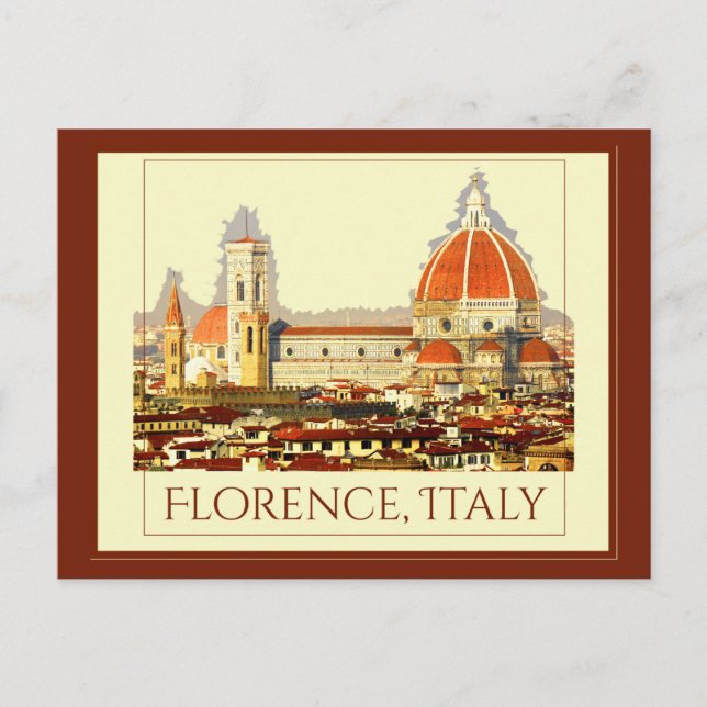 Florenz, Italien Retro Travel Poster Postkarte (Vorderseite)
