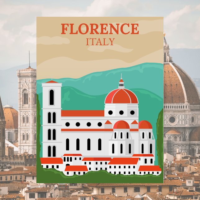 Florenz, Italien Retro Vintage Travel Postkarte (Florence Italy Postcard)