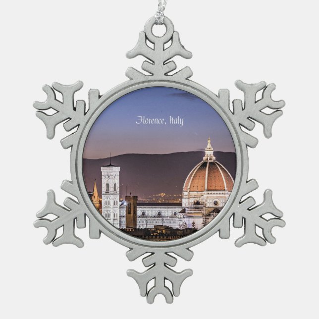 Florenz, Italien Schneeflocken Zinn-Ornament (Vorderseite)