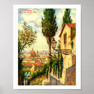 Florenz, Italien, schöne Straßenszene Vintage Poster