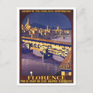 Florenz, Italien, Vintage Reiseplakat Postkarte