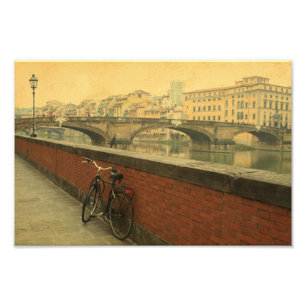 Florenz Italien Vintages Fahrrad am Arno Fotodruck