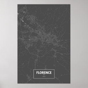 Florenz, Italien (weiß auf schwarz) Poster