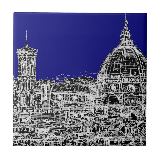 Florenz-Königsblau Fliese (Vorderseite)